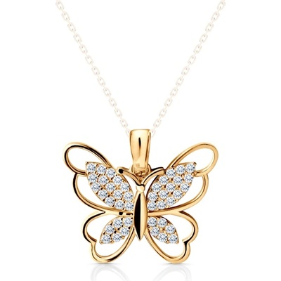 SAVICKI Висулка с пеперуда savicki: жълто злато, цирконий