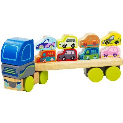 Дървена игрчка Cubika - Автовоз с колички (13418)