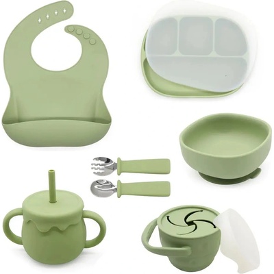 Martoine jedálenská sada silikónová Olive green 7 dielna