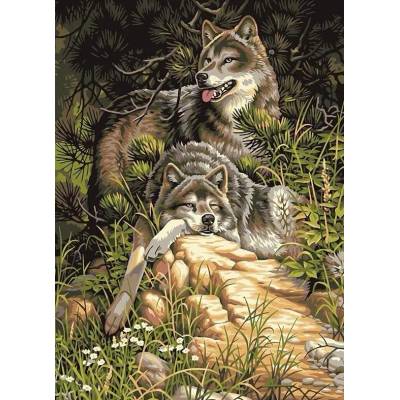 Norimpex - Puzzle Diamant painting: Wolves in the forest 30x40cm - 1 - 39 piese