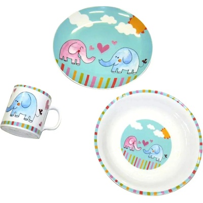 Matell Detská jedálenská súprava SLON porcelán 3 dielna