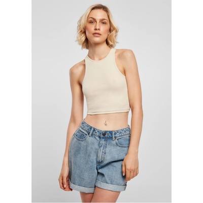 Urban Classics Ladies Cropped Rib Top světle béžové