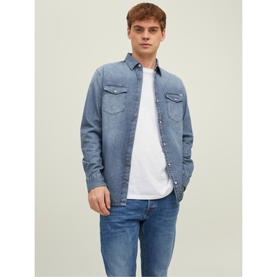 JACK & JONES Синя мъжка риза от деним с тънка кройка Jack & Jones Heridan Jack & Jones | Sin | МЪЖЕ | L