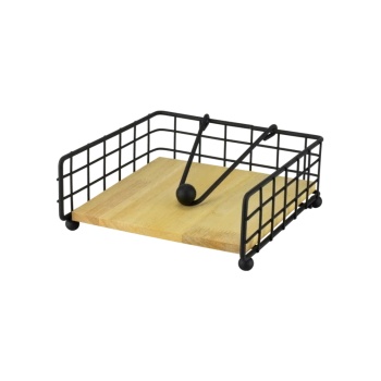 Image 1 of Horecano - Салфетник хоризонтален метал/дърво 18x18xh7см черен OLD SCHOOL-(HC-981665) (232018) (01981665)