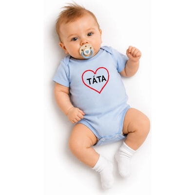 DEJNA Baby Dejna Body kr. rukáv SRDÍČKO TÁTA sv. modré