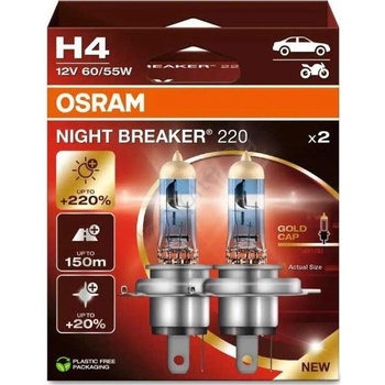 OSRAM КОМПЛЕКТ 2x Авто крушка NIGHT BREAKER H4 P43t 60/55W 12V - Osram (OA0009)