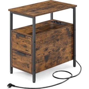 Euziel Помощна масичка с вградени електрически контакти и usb портове rod кафява/черна (ez0288)