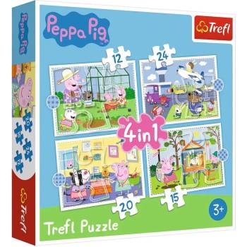 Trefl - Puzzle 4in1 Piggy Peppa vacation - 1 - 39 piese