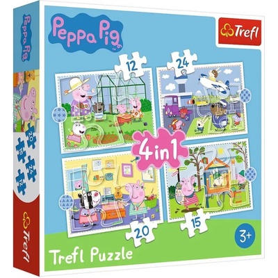 Trefl - Puzzle 4in1 Piggy Peppa vacation - 1 - 39 piese