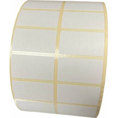Papierová Etiketa 45 mm x 15 mm, 2 - Produkcia, Papier, Biela, Dutinka 40 mm, 2 x 6000 ks/kotúč, Permanentné lepidlo