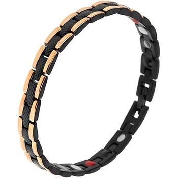 Šperky eshop černý ocelový s hadím vzorem okrajové pásy zlaté barvy magnety SP32.19