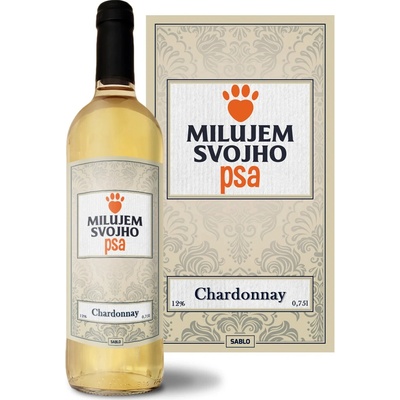 Sablio Milujem svojho psa Chardonnay biele suché víno 12 % 0,75 l (čistá fľaša)
