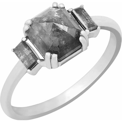 Eppi Zlatý prsteň s asscher a baguette salt and pepper diamantmi Serdar R43620