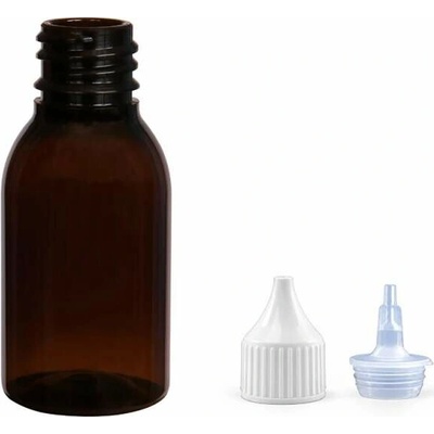 Via Plastová lahvička hnědá široká s bílou špičkou 25 ml