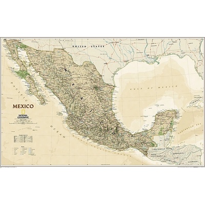 National Geographic Mexiko - nástěnná mapa Executive 90 x 60 cm Varianta: bez rámu v tubusu, Provedení: laminovaná mapa v lištách