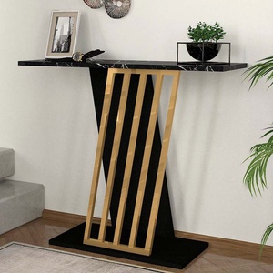 TopMebel Конзола Gravity TopMebel от меламин с ефект на черен мрамор - златен цвят 90x29, 6x76, 8cm