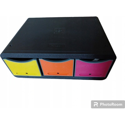 Exacompta A4+ box nízký 3 zásuvky černý / barevný