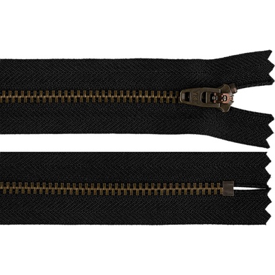 Prima-obchod Kovový zip YKK No 4 délka 18 cm (jeansový), barva 1 (580) černá staromosaz