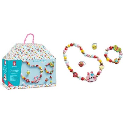 Janod Atelier Комплект за изработка на бижута Дървени мъниста Цветна градина 4 бр