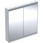 Geberit ONE - Огледален шкаф с LED осветление, 90x90x15 см, 2 врати, вграден, бял 505.803. 00.2 (505.803.00.2)
