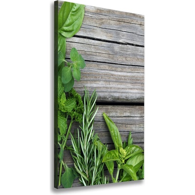 Vertikálny foto obraz na plátne Bylinky na dreve 50x100 cm