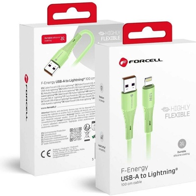 Forcell C343 USB A na Lightning 2,4A 12W silikonový 1m zelený