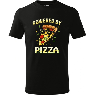 Handel detské tričko Powered by Pizza čierna