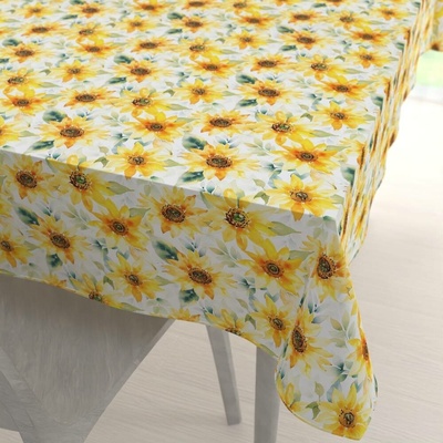 Biante Teflonový obdélníkový ubrus TF-140 Akvarelové slunečnice na bílém 120x160 cm