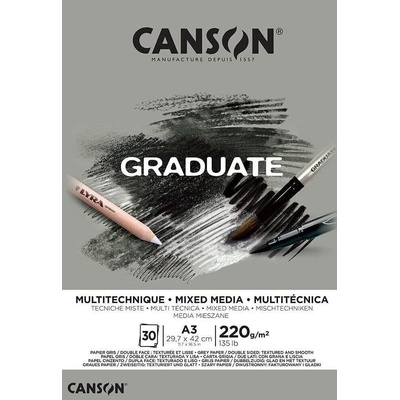 Canson Pad Graduate Mixed Media Скицник 30 A3 220 g Grey (C400110372)