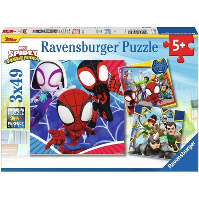Ravensburger Детски пъзел Ravensburger 3 x 49 части - Спайди и неговите невероятни приятели (5730)