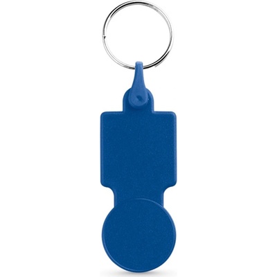 Přívěsek na klíče SULLIVAN z PS ve tvaru mince použitelná do vozíků v supermarketech Modrá