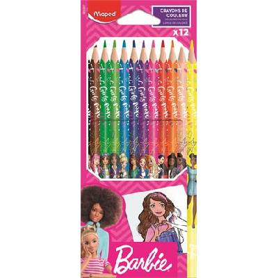 Maped Комплект цветни моливи, триъгълни, MAPED "Barbie", 12 различни цвята 862207 (862207)