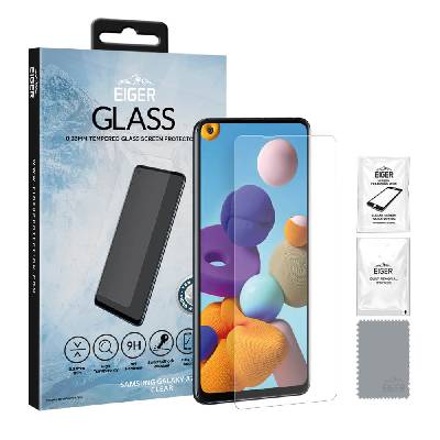 Калено стъклено защитно покритие за дисплея на Samsung Galaxy A21s - Eiger Tempered Glass Protector 2.5D (прозрачен) (EGSP00615)