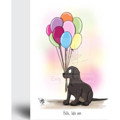 Emily Cole Přání ’Hello Little One Puppy‘ Emily Cole, Rainbow balloons