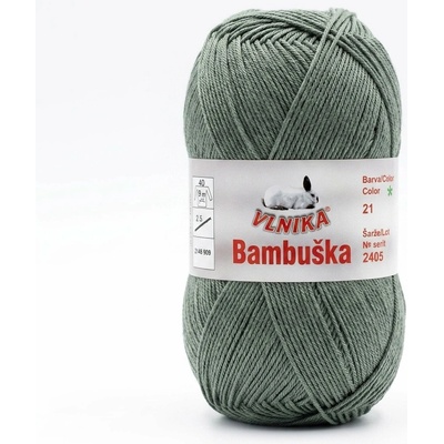 Pletací / háčkovací příze Vlnika BAMBUŠKA 11 zelená, klasická, bambusová, 50g/205m