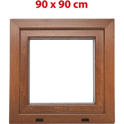 OKNA HNED Plastové okno (90 × 90 cm) otevíravě-sklopné levé zlatý dub/bílá pro vedlejší prostory Aplast 60