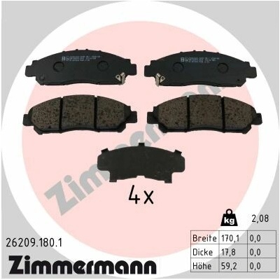 ZIMMERMANN Sada brzdových platničiek kotúčovej brzdy 26209.180.1