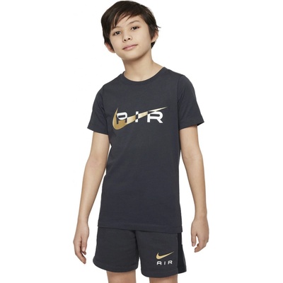 NIKE B NSW N AIR TEE 070 DK SMOKE GREY METALLIC GOLD Černá