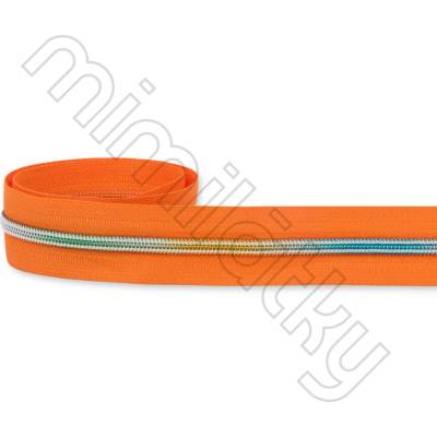 Zip spirálový 5mm metráž oranžová/duhová