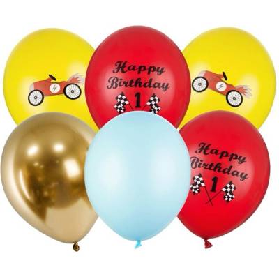 Party Deco Комплект Латексови Балони - Състезателни Коли (1 Пакет / 6 Бр. ) (sb14p-300-000-6)