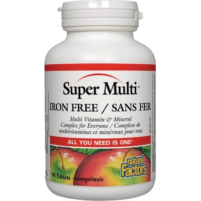 Natural Factors Super Multi Iron Free, 90 таблетки, Natural Factors