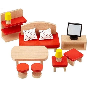 Goki Комплект дървени мини мебели Goki - Обзавеждане за дневна (51716)