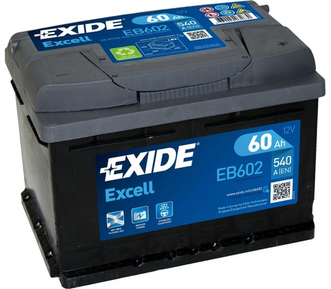 Exide Excell 12V 60Ah 540A EB602