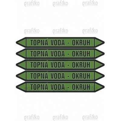 Grafiko | Topná voda - okruh - Materiál Samolepící PVC folie, Rozměr aršík 5ks šipka 400x52mm