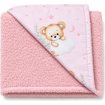 Baby Nellys Detská luxusná obojstranná deka Sleepy Teddy ružový