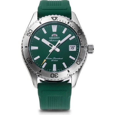 Orient RA-AC0Q11E Мъжки часовник - Автоматичен, Зелен Циферблат, Зелена Силиконова Каишка, Дата, 39.9 мм, 200м Водоуст