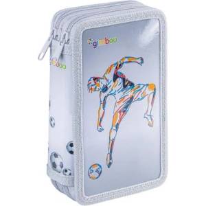  Моливник, с пълнеж, 2 нива, с цип, "Gimboo Jumbo", футболен, сив 6771BTS26PL-83 (6771BTS26PL-83)