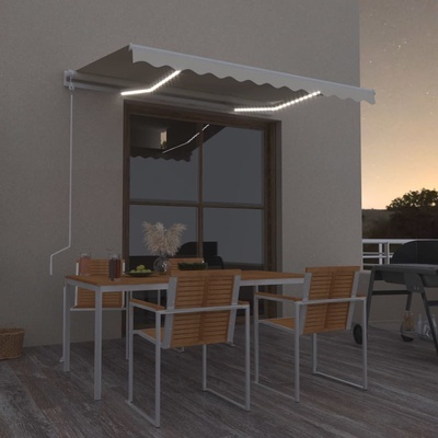 VidaXL Automatická markýza LED a senzor větru 350 x 250 cm krémová