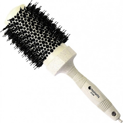 Hairway Organica okrúhla fúkacia kefa z organického materiálu s tromi typmi štetín krémová 53 mm 07168