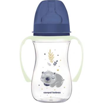 Canpol babies Антиколик шише с дръжки Canpol Easy Start - Sleepy Koala, 240 ml, Синьо (35/237_blu)